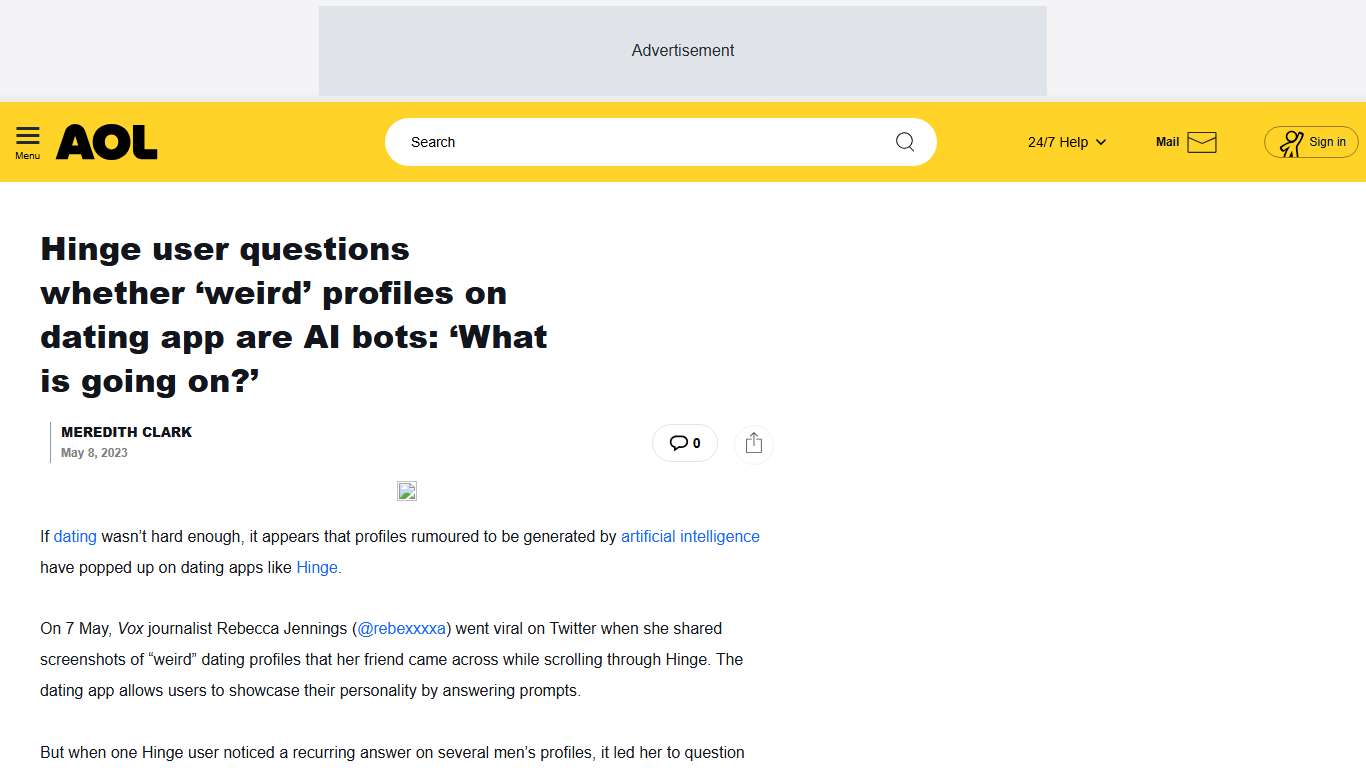 Hinge user questions whether ‘weird’ profiles on dating app are AI bots: ‘What is going on?’ - AOL